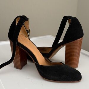 Soludos Black Suede Block Heels